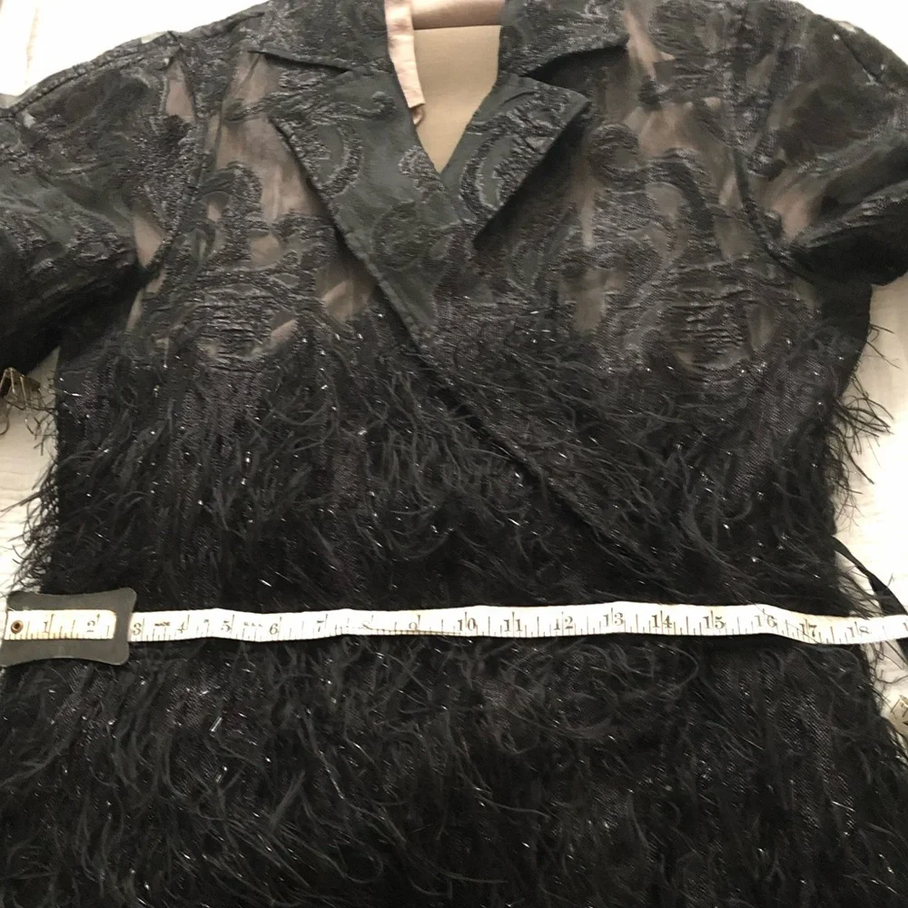 GANNI Feathered-Skirt Brocade-Organza CoatDress - Picture 9 of 9